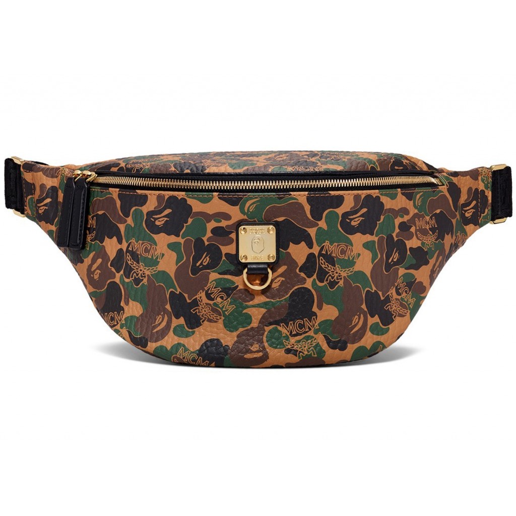 MCM × BAPE® MCM CAMO BELTBAG COLOR:BROWN